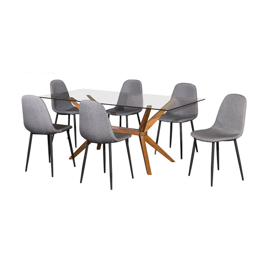 Prague ll Dining Table clear glass top 1500